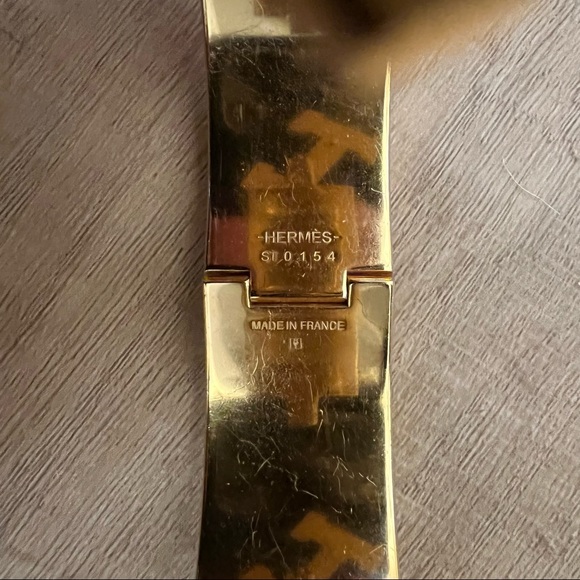 White & gold Hermés large Clic H bracelet - authentic!! Size pm - Picture 6 of 8